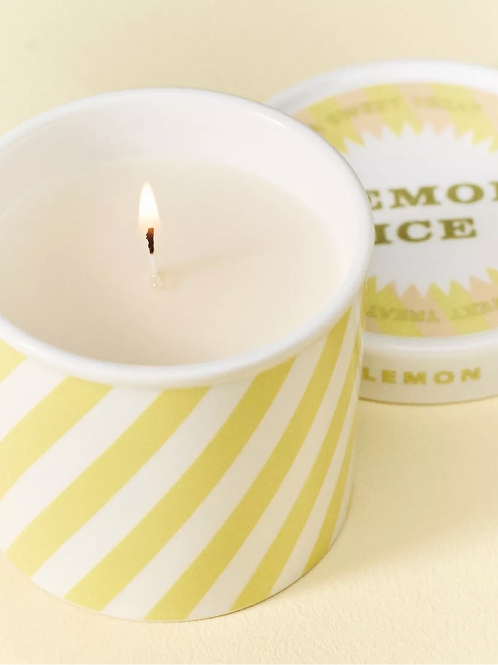 Anthropologie Fresh Lemon Ice Cream Pint Glass Candle with Lid